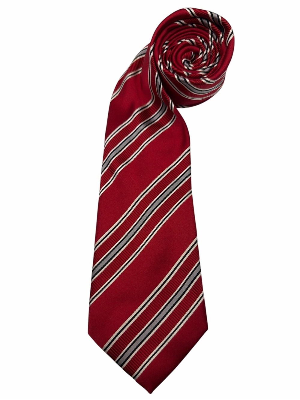 Donald Trump Men’s Signature Collection 100% Silk Red Gray Black Stripe Neck Tie